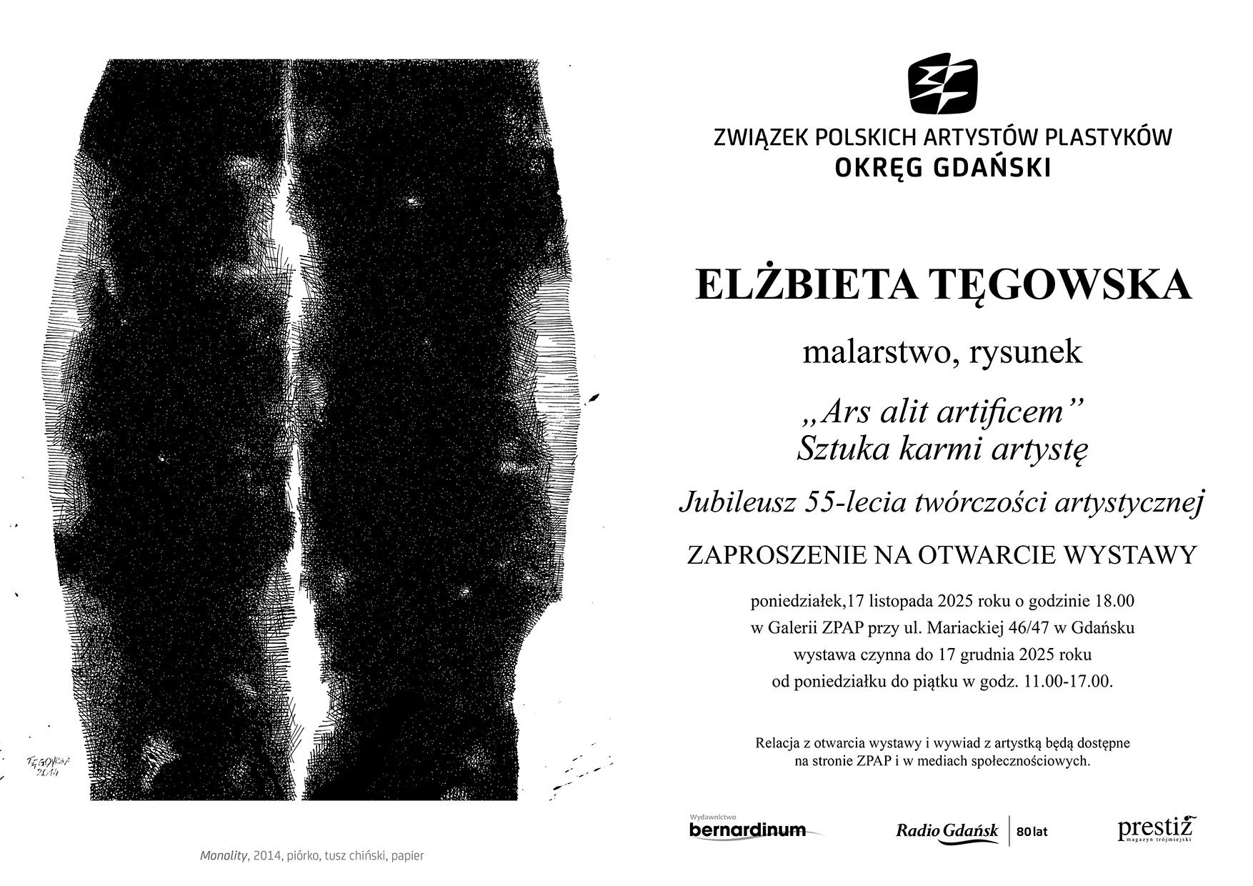 Elżbieta Tęgowska wystawa Ars alit artificem Sztuka karmi artystę