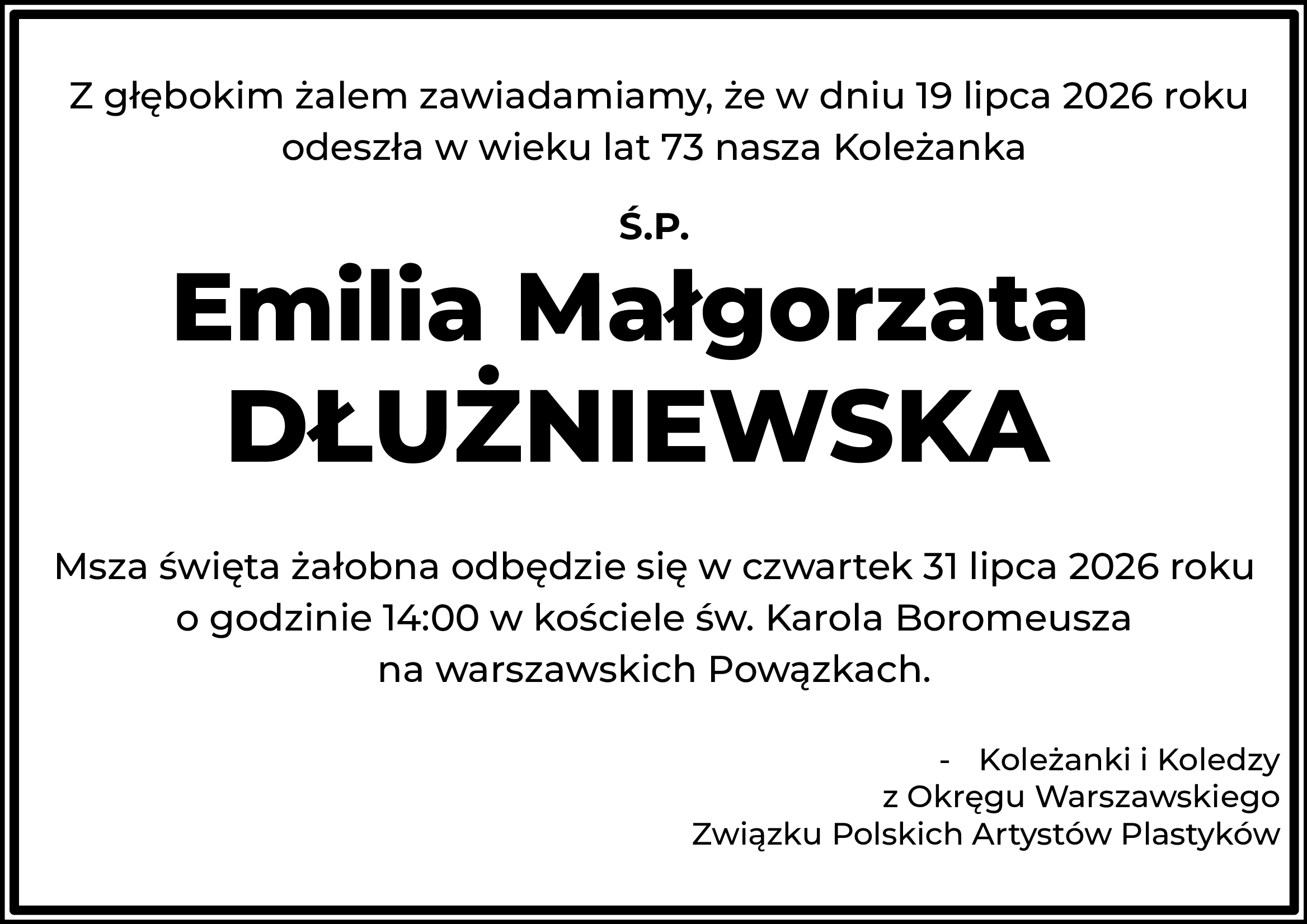 Nekrolog Emilia M. Dłużniewska 1