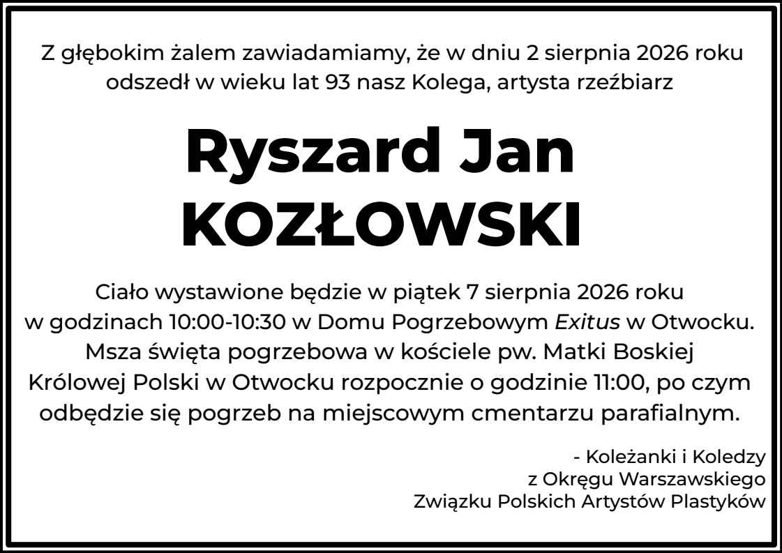 Ryszard Jan Kozłowski Nekrolog